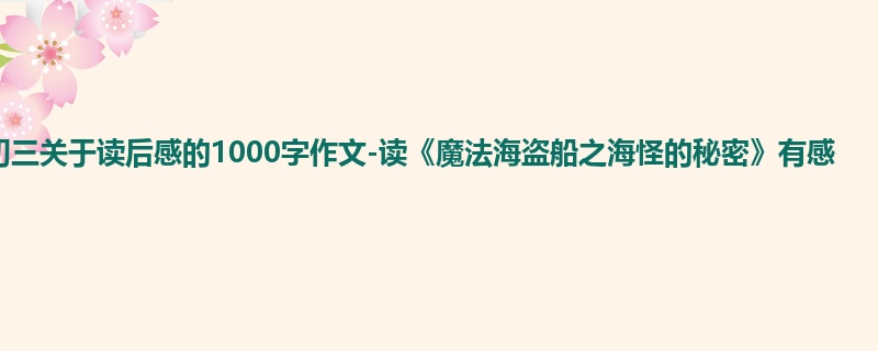 初三关于读后感的1000字作文-读《魔法海盗船之海怪的秘密》有感