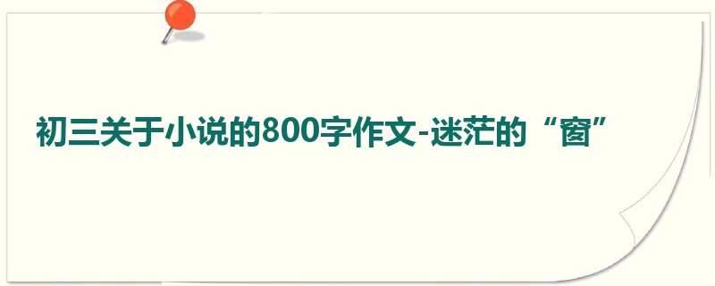 初三关于小说的800字作文-迷茫的“窗”