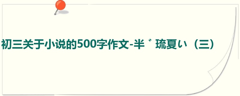 初三关于小说的500字作文-半゛琉夏い(三)