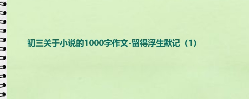 初三关于小说的1000字作文-留得浮生默记(1)