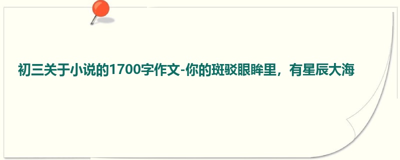 初三关于小说的1700字作文-你的斑驳眼眸里,有星辰大海