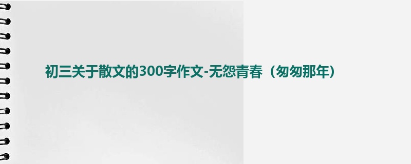 初三关于散文的300字作文-无怨青春(匆匆那年)