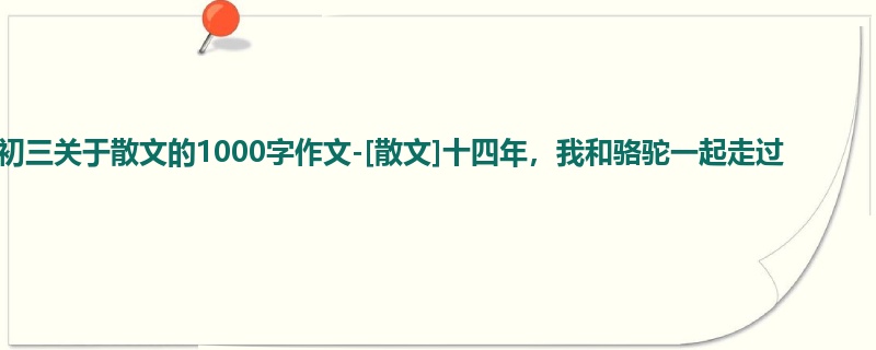 初三关于散文的1000字作文-[散文]十四年，我和骆驼一起走过