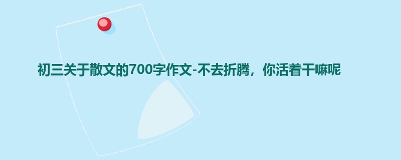初三关于散文的700字作文-不去折腾,你活着干嘛呢