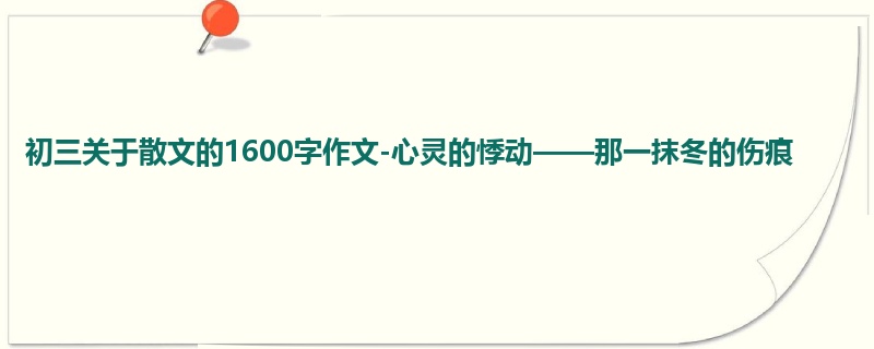 初三关于散文的1600字作文-心灵的悸动——那一抹冬的伤痕