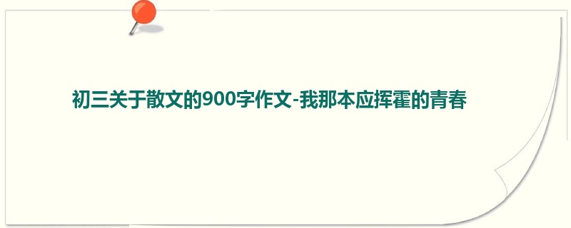 初三关于散文的900字作文-我那本应挥霍的青春
