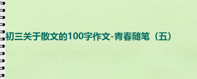 初三关于散文的100字作文-青春随笔（五）