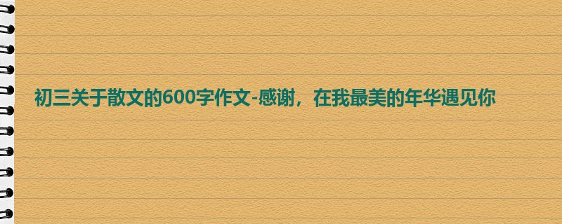 初三关于散文的600字作文-感谢,在我最美的年华遇见你