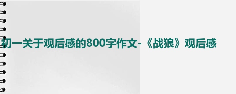 初一关于观后感的800字作文-《战狼》观后感