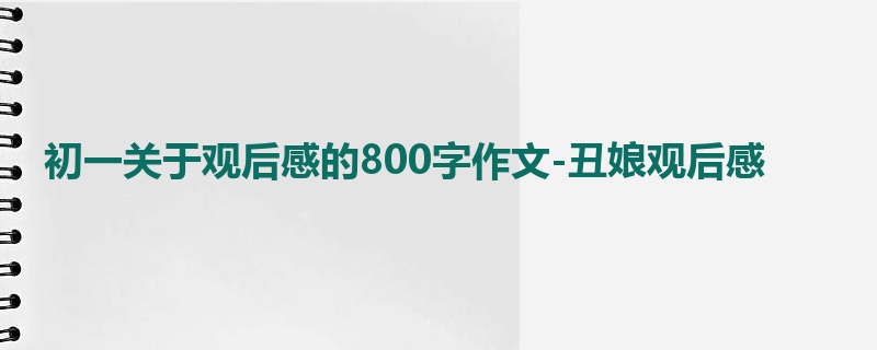 初一关于观后感的800字作文-丑娘观后感