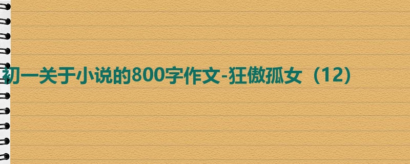 初一关于小说的800字作文-狂傲孤女(12)