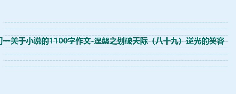 初一关于小说的1100字作文-涅槃之划破天际(八十九)逆光的笑容