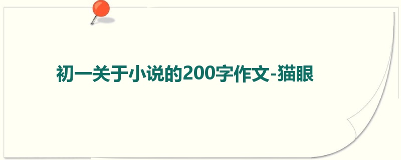 初一关于小说的200字作文-猫眼
