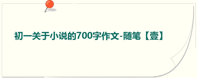 初一关于小说的700字作文-随笔【壹】