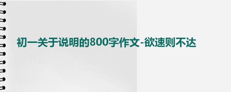 初一关于说明的800字作文-欲速则不达