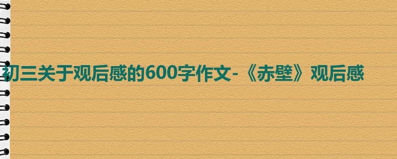 初三关于观后感的600字作文-《赤壁》观后感
