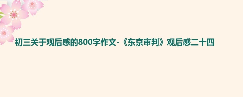 初三关于观后感的800字作文-《东京审判》观后感二十四