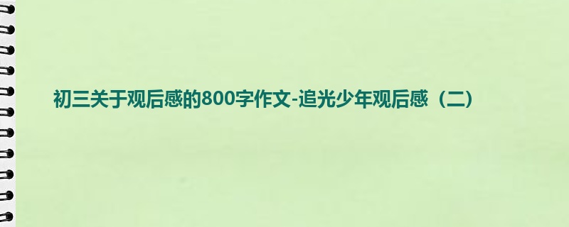 初三关于观后感的800字作文-追光少年观后感(二)