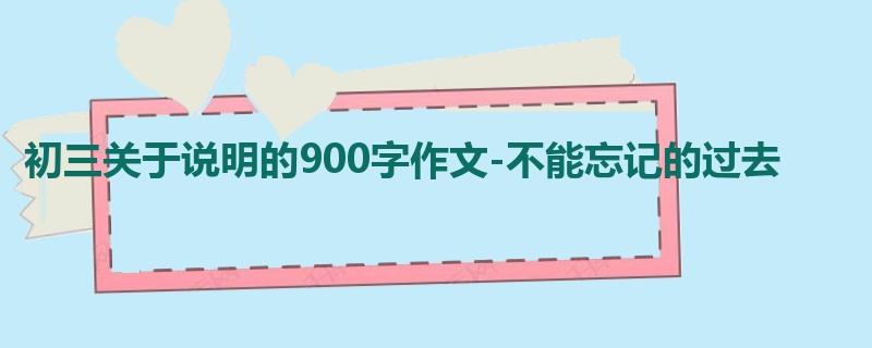 初三关于说明的900字作文-不能忘记的过去