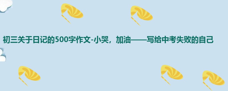 初三关于日记的500字作文-小哭,加油——写给中考失败的自己