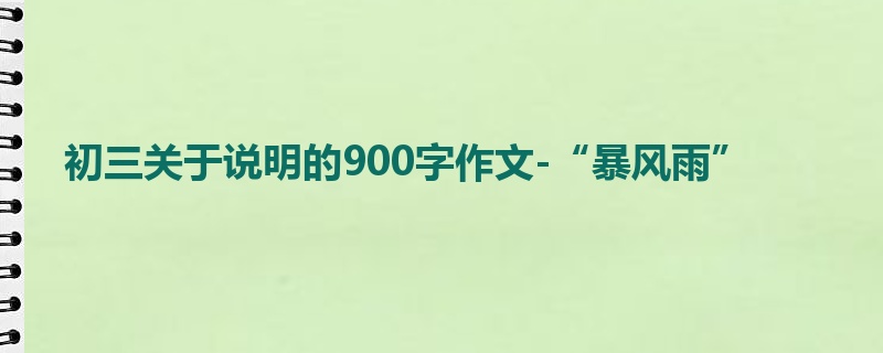 初三关于说明的900字作文-“暴风雨”