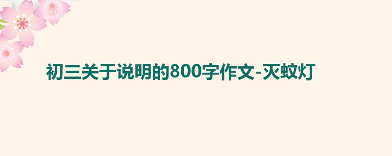 初三关于说明的800字作文-灭蚊灯