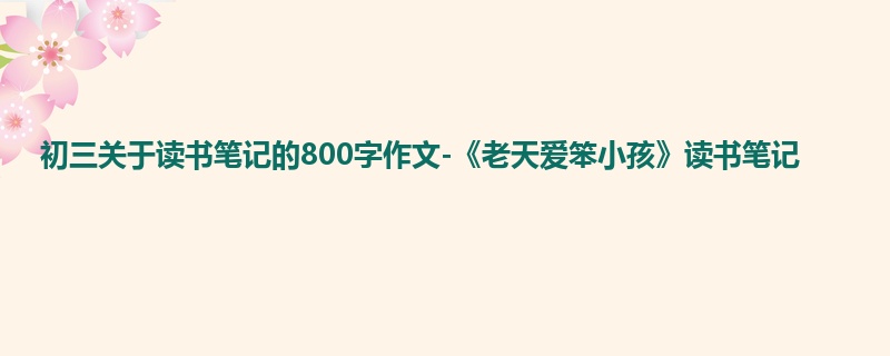 初三关于读书笔记的800字作文-《老天爱笨小孩》读书笔记