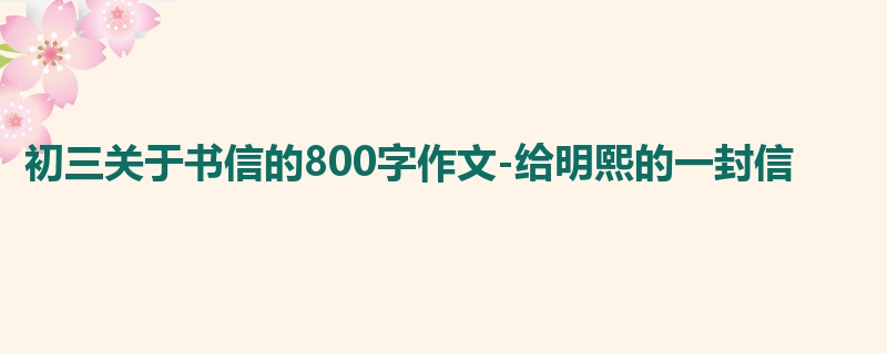 初三关于书信的800字作文-给明熙的一封信