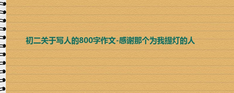 初二关于写人的800字作文-感谢那个为我提灯的人