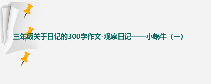 三年级关于日记的300字作文-观察日记——小蜗牛(一)