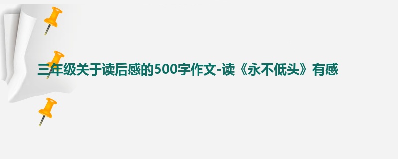 三年级关于读后感的500字作文-读《永不低头》有感