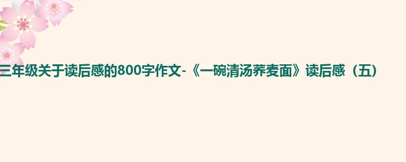 三年级关于读后感的800字作文-《一碗清汤荞麦面》读后感(五)