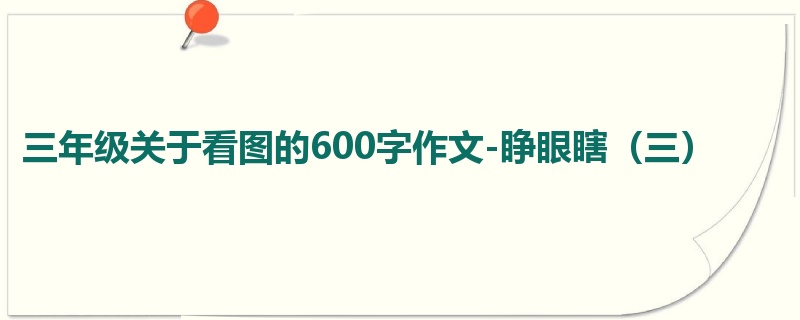 三年级关于看图的600字作文-睁眼瞎(三)