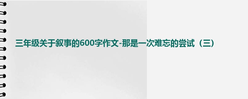 三年级关于叙事的600字作文-那是一次难忘的尝试(三)