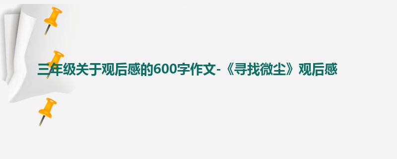 三年级关于观后感的600字作文-《寻找微尘》观后感