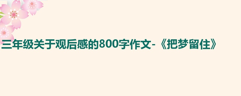 三年级关于观后感的800字作文-《把梦留住》