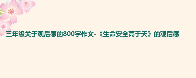 三年级关于观后感的800字作文-《生命安全高于天》的观后感