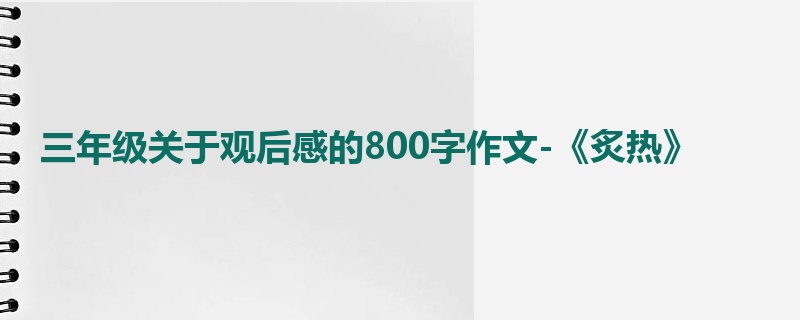 三年级关于观后感的800字作文-《炙热》
