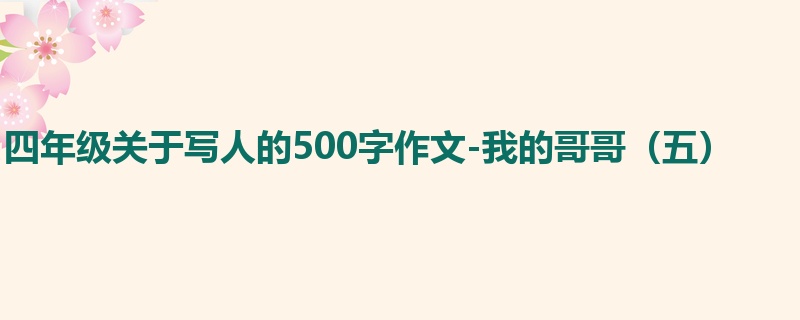 四年级关于写人的500字作文-我的哥哥(五)