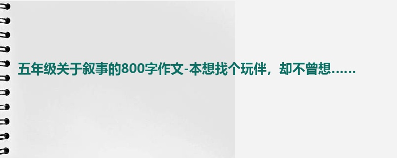 五年级关于叙事的800字作文-本想找个玩伴,却不曾想……