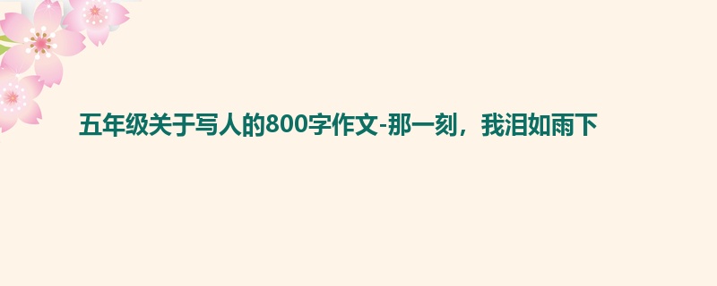 五年级关于写人的800字作文-那一刻,我泪如雨下