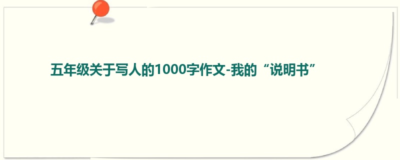 五年级关于写人的1000字作文-我的“说明书”