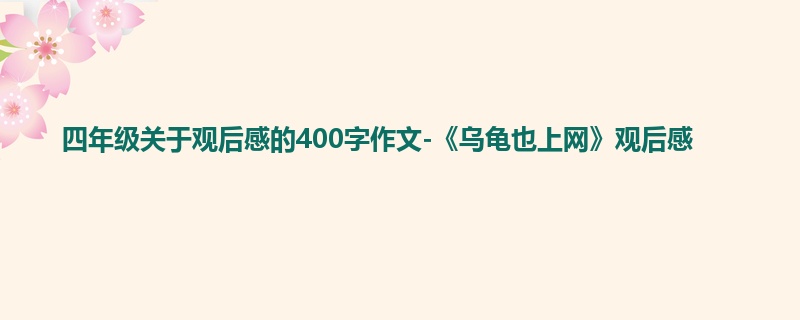 四年级关于观后感的400字作文-《乌龟也上网》观后感