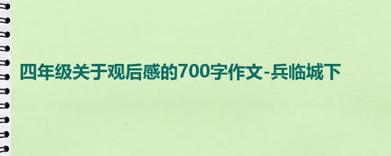 四年级关于观后感的700字作文-兵临城下