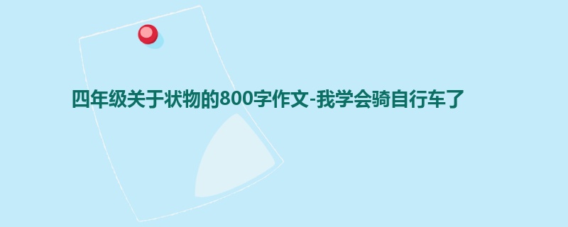 四年级关于状物的800字作文-我学会骑自行车了