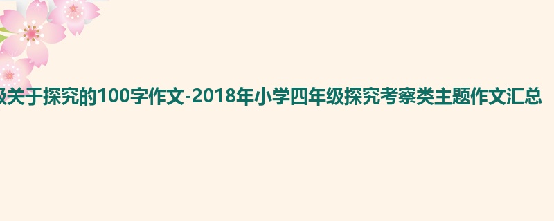 四年级关于探究的100字作文-2018年小学四年级探究考察类主题作文汇总