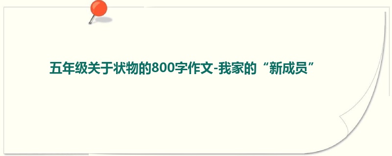 五年级关于状物的800字作文-我家的“新成员”