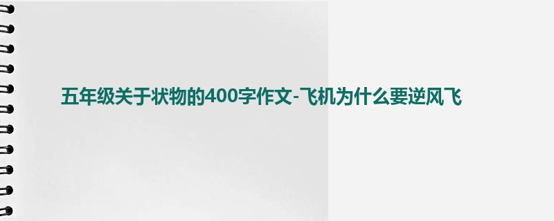 五年级关于状物的400字作文-飞机为什么要逆风飞