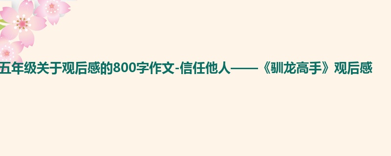 五年级关于观后感的800字作文-信任他人——《驯龙高手》观后感