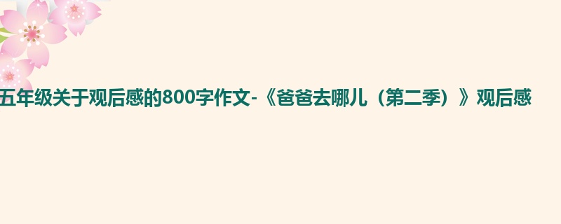 五年级关于观后感的800字作文-《爸爸去哪儿（第二季）》观后感